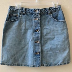 Gap light denim button-front mini jean skirt
